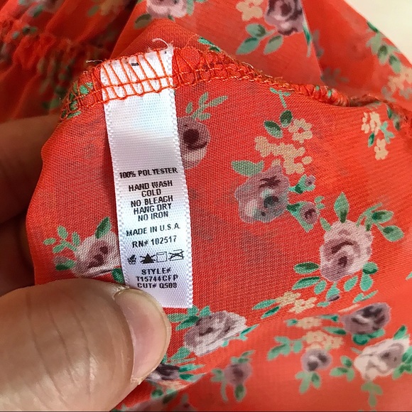 Soprano Orange Floral Ruffled Peplum Top - Picture 8 of 11